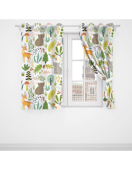 Cortinas Opacas Trelemek 183x160cm Animales Bosque