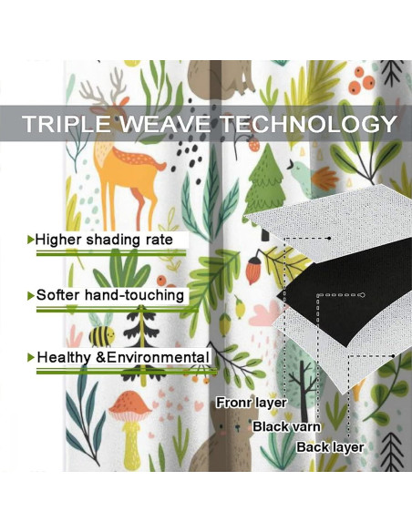 Cortinas Opacas Trelemek 183x160cm Animales Bosque