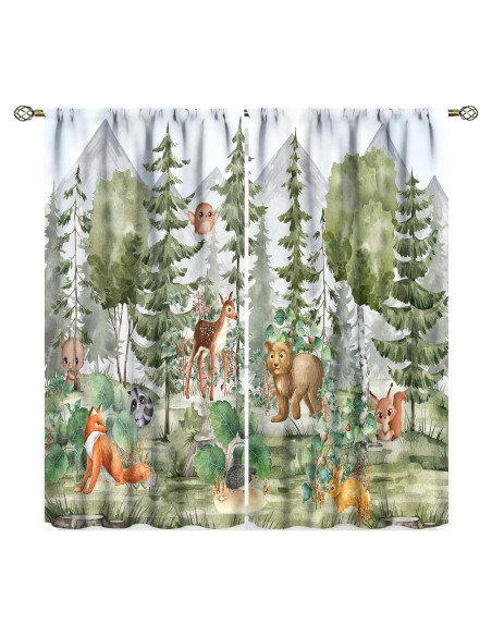 Cortinas Animales del Bosque Trelemek 2 Paneles 63x53 cm