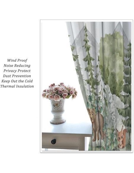 Cortinas Animales del Bosque Trelemek 2 Paneles 63x53 cm