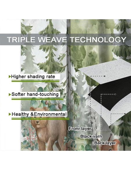 Cortinas Animales del Bosque Trelemek 2 Paneles 63x53 cm