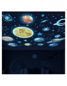 Pegatinas Brillantes del Sistema Solar Robmoda 128 Piezas