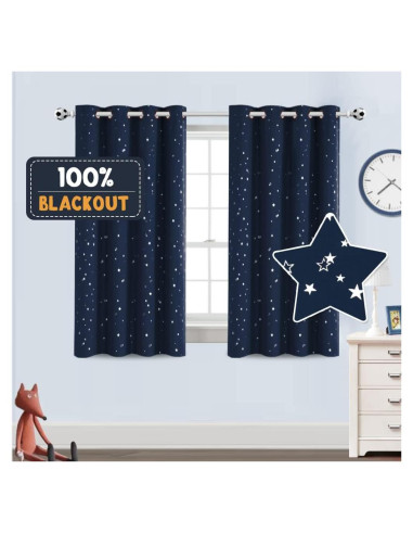 Cortinas Blackout PrinceDeco 2 Paneles Estrellas 52x137cm