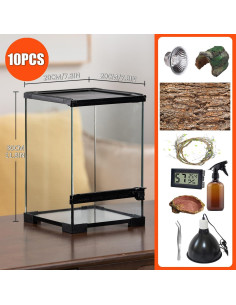 Terrario para Reptiles SARUFO 10 PCS 20.32x20.32x30.48cm 2