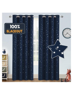 Cortinas Blackout PrinceDeco 2 Paneles Estrellas 52x213 cm