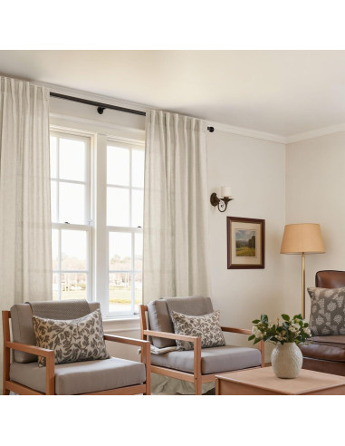 Cortinas de Lino Beige KOUFALL 335 cm Largo Juego 2 Paneles