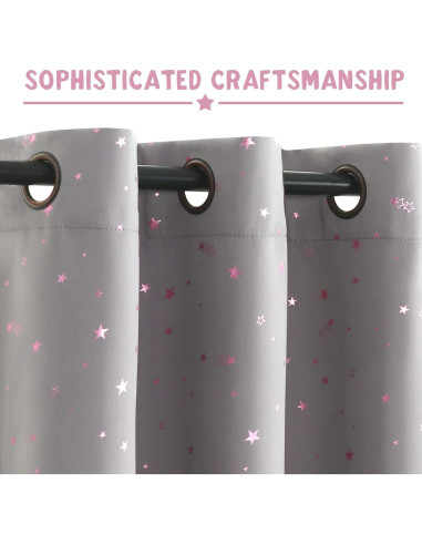 Cortinas Blackout PrinceDeco 2 Paneles Estrellas Rosa 54x132cm