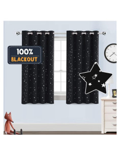 Cortinas Blackout PrinceDeco 2 Paneles Estrellas 1,2 kg