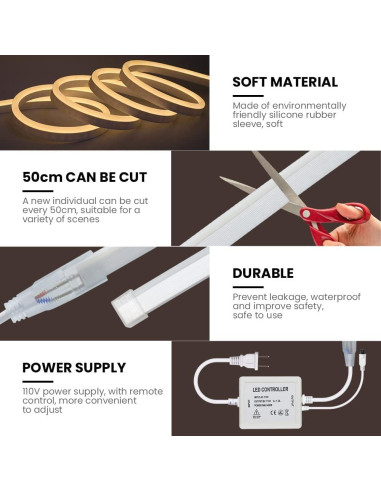 Tira LED 1m Wisada 3500K 120 LEDs/m Impermeable IP67