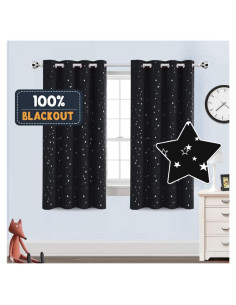Cortinas Blackout PrinceDeco 2 Paneles 52x63cm Estrellas