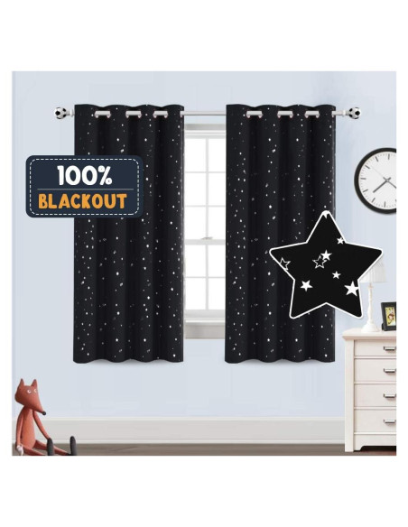 Cortinas Blackout PrinceDeco 2 Paneles 52x63cm Estrellas