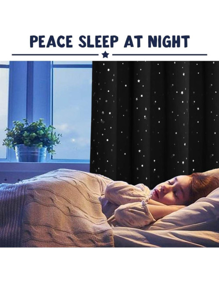 Cortinas Blackout PrinceDeco 2 Paneles 52x63cm Estrellas