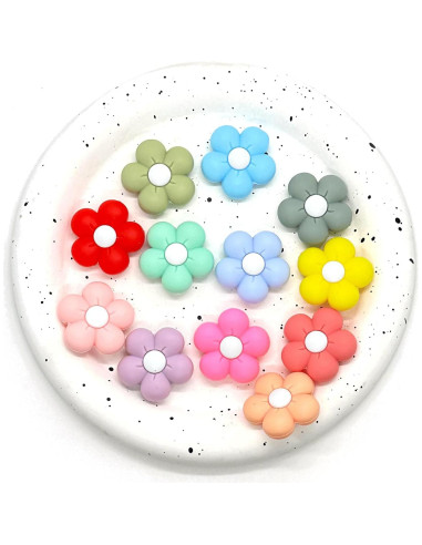 12 Perlas de Silicona Flores Margarita HIZEMLK para Manualidades