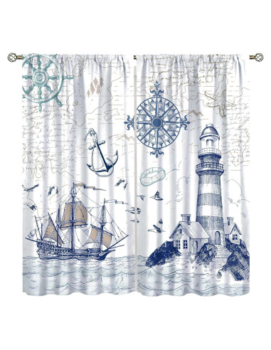 Cortinas Blackout AAVEUP 2 Paneles 91x160 cm Estilo Oceánico