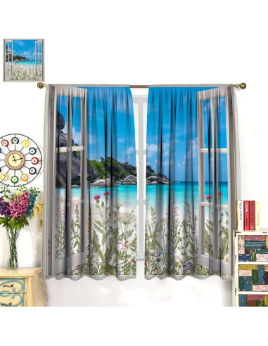 Cortinas Blackout AAVEUP 2 Paneles 53x137 cm Playa