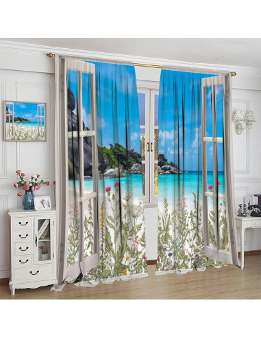 Cortinas Blackout AAVEUP 53x114 cm Playa Art Deco