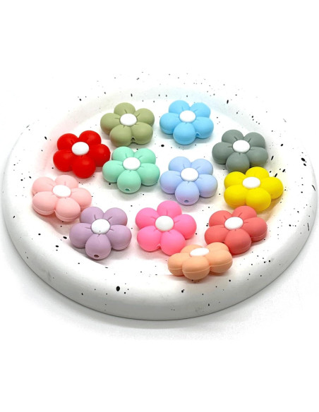 12 Perlas de Silicona Flores Margarita HIZEMLK para Manualidades