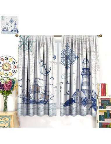 Cortinas Blackout AAVEUP 66x243 cm Oceánico Art Deco