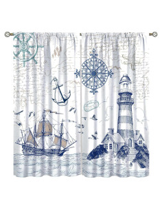 Cortinas Opacas AAVEUP 53x114 cm Estilo Oceánico 2 Piezas