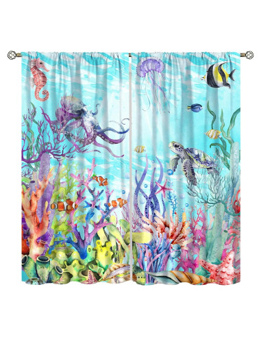 Cortinas Blackout AAVEUP Animales Marinos 80x160 cm Pack 2