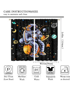Cortinas Blackout Llylumty Astronautas 53.5x114cm Juego de 2 2