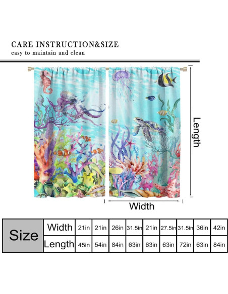 Cortinas Blackout AAVEUP Animales Marinos 80x160 cm Pack 2