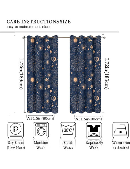 Cortina Blackout Llylumty Espacial Estrellas 2 Paneles 80x183cm