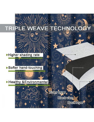 Cortina Blackout Llylumty Espacial Estrellas 2 Paneles 80x183cm