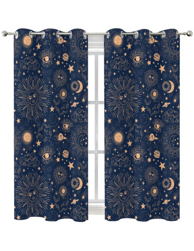 Cortina Blackout Llylumty Espacial Estrellas 2 Paneles 80x183cm