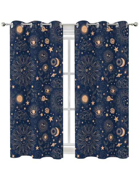 Cortina Blackout Llylumty Espacial Estrellas 2 Paneles 80x183cm
