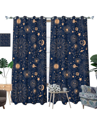 Cortina Blackout Llylumty Galaxia Espacial 2 Paneles 107x214cm