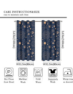 Cortina Blackout Llylumty Espacial Estrellas 80x160cm, 2 Paneles 2