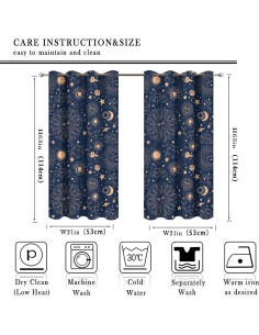 Cortina Blackout Estrella Dorada Llylumty 2 Paneles 53.5x114cm 2