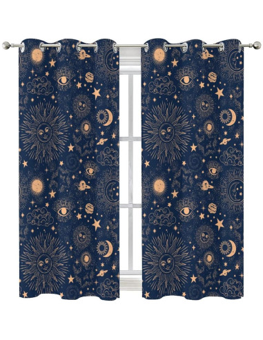 Cortina Blackout Llylumty Espacial Estrellas 80x160cm, 2 Paneles