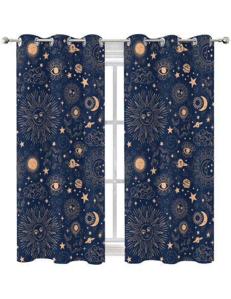 Cortina Blackout Llylumty Espacial Estrellas 80x160cm, 2 Paneles