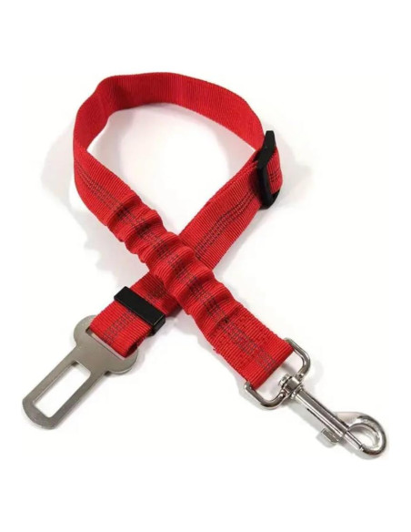 Cinturón de Seguridad para Perros Ajustable Bungee Rojo