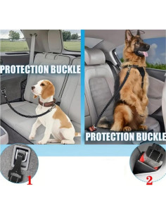 Cinturón de Seguridad para Perros Ajustable Bungee Rojo 2