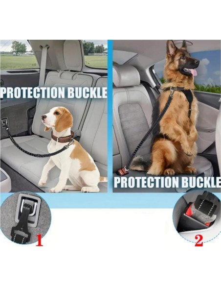 Cinturón de Seguridad para Perros Ajustable Bungee Rojo