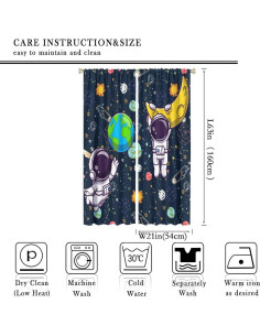 Cortinas Blackout Astronauta Llylumty 66x213cm 2 Paneles 2