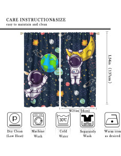 Cortinas Blackout Astronauta Llylumty 2 Paneles 53,5x137cm 2
