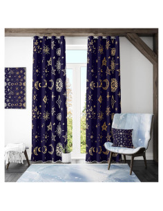 Cortinas Blackout Llylumty 2 Paneles Estrellas 91.5x160cm