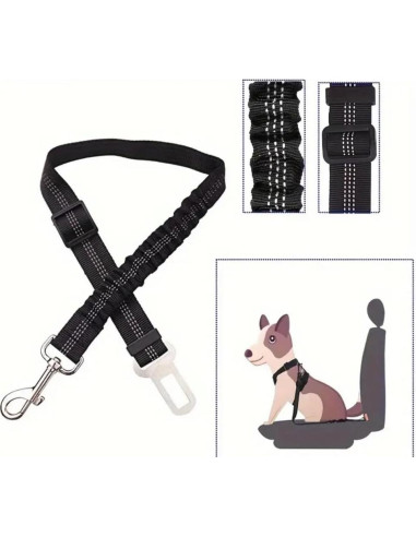 Cinturón de Seguridad para Perros Ajustable Bungee Rojo