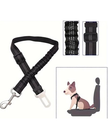 Cinturón de Seguridad para Perros Ajustable Bungee Rojo