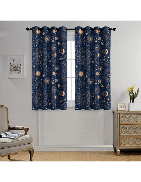 Cortina Blackout Llylumty Espacial Estrellas 2 Paneles 91x160cm