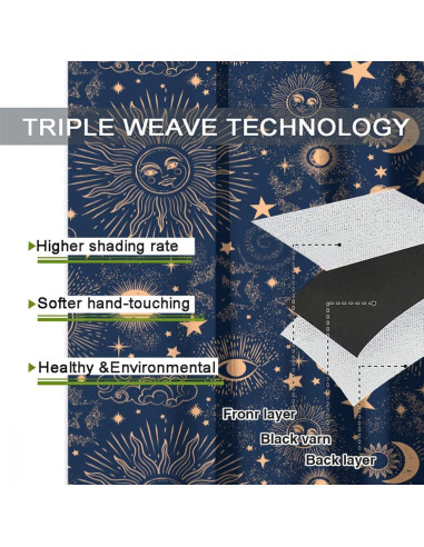 Cortina Blackout Llylumty Espacial Estrellas 2 Paneles 91x160cm