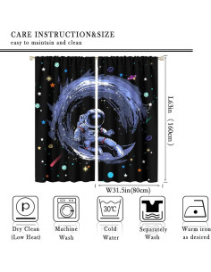 Cortinas Opacas Llylumty 80x160cm para Niños Espacial 2