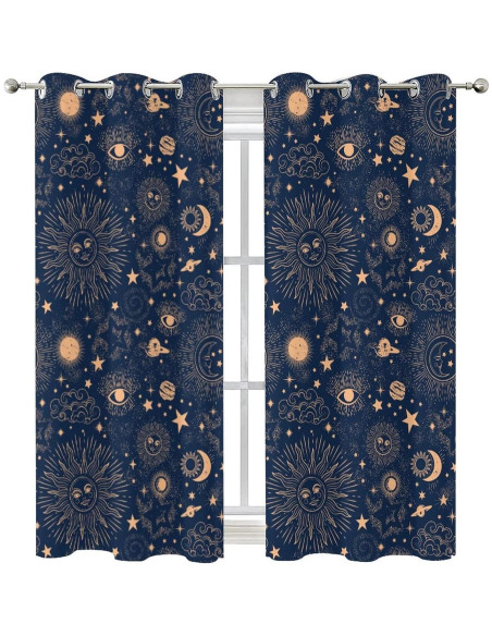 Cortina Blackout Llylumty Espacial Estrellas 2 Paneles 91x160cm