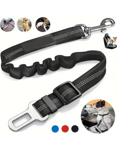 Cinturón de Seguridad para Perros Ajustable Bungee Rojo