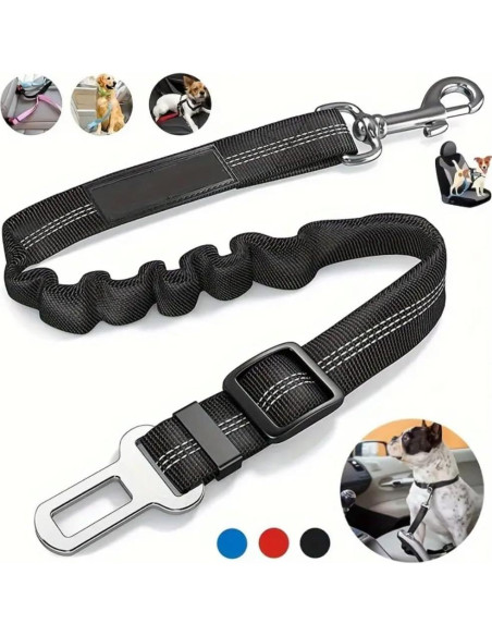 Cinturón de Seguridad para Perros Ajustable Bungee Rojo