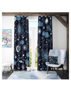 Cortinas Blackout Estrella Llylumty 53.5x160cm Juego 2 Paneles